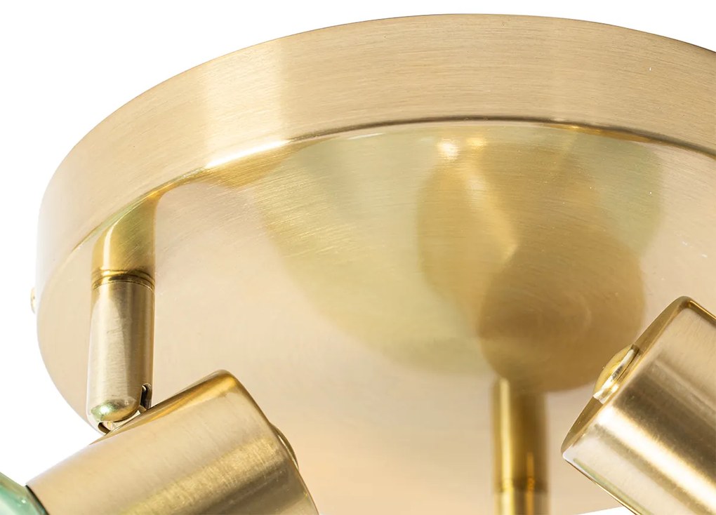 Таванен прожектор в стил Арт Деко златен със зелено стъкло 3-светлина - Vidro