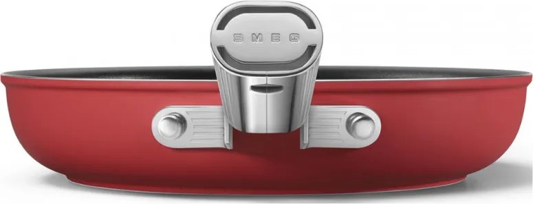 Тиган с капак SMEG CKFF2401RDM, 1.9 л, Ø24 см, Тефлоново покритие, До 250°C, Без PFAS, Индукция, Червен