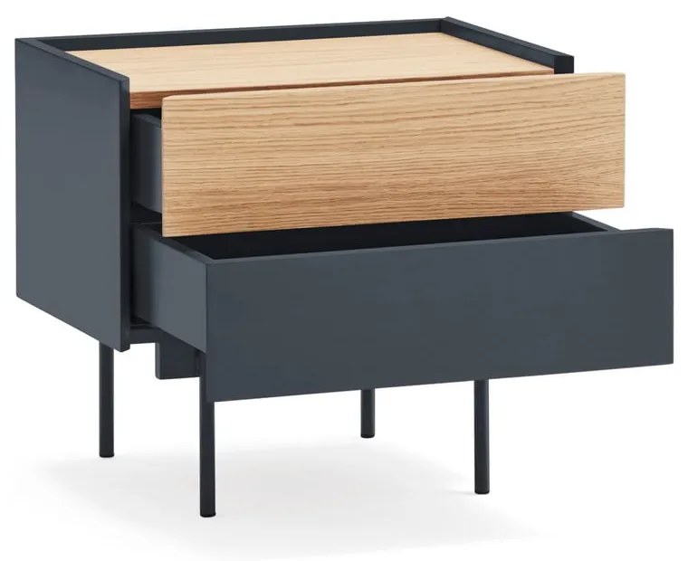Нощно шкафче в антрацитно-естествен цвят в дъбов декор Otto - Teulat