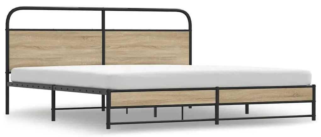 3318677 vidaXL Метална рамка за легло, без матрак, опушен дъб, 200x200 см