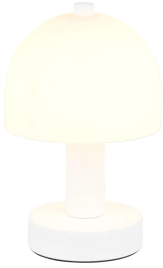Бяла настолна лампа със стъклен абажур (височина 19 cm) Glenn – Trio
