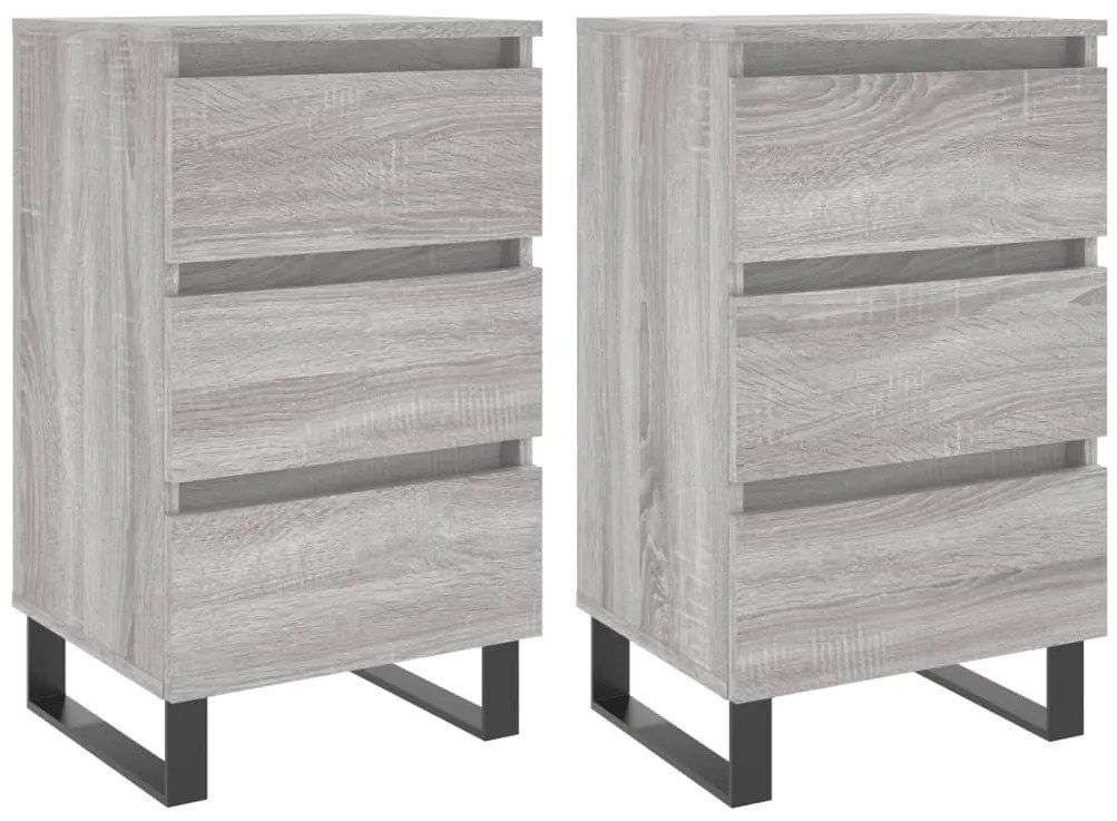 826953 vidaXL Нощни шкафчета, 2 бр, сив сонома, 40x35x69 см, инженерно дърво