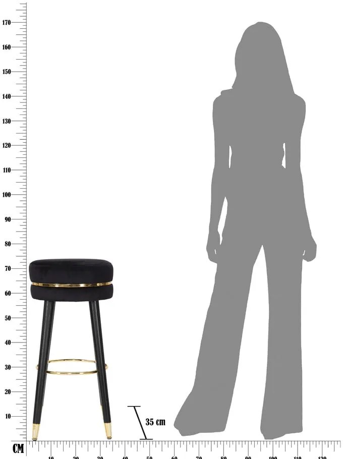 Черен/в златист цвят тапициран бар стол (височина на седалката 74 cm) Paris – Mauro Ferretti