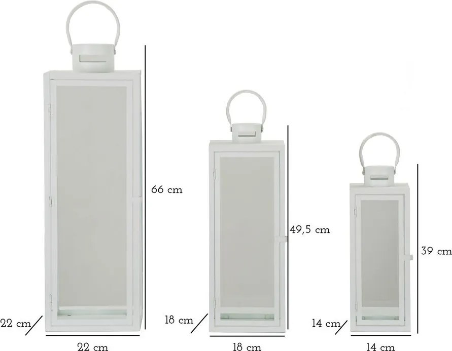Метален фенер 3 бр. (височина 66 cm) – Mauro Ferretti
