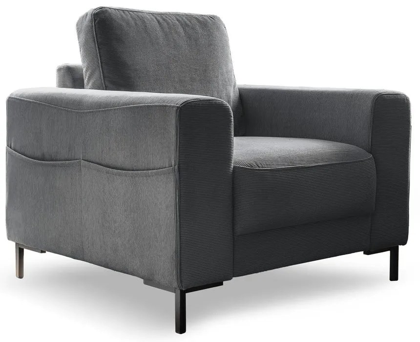 Тъмносиво кресло от рипсено кадифе Lofty Lilly – Miuform