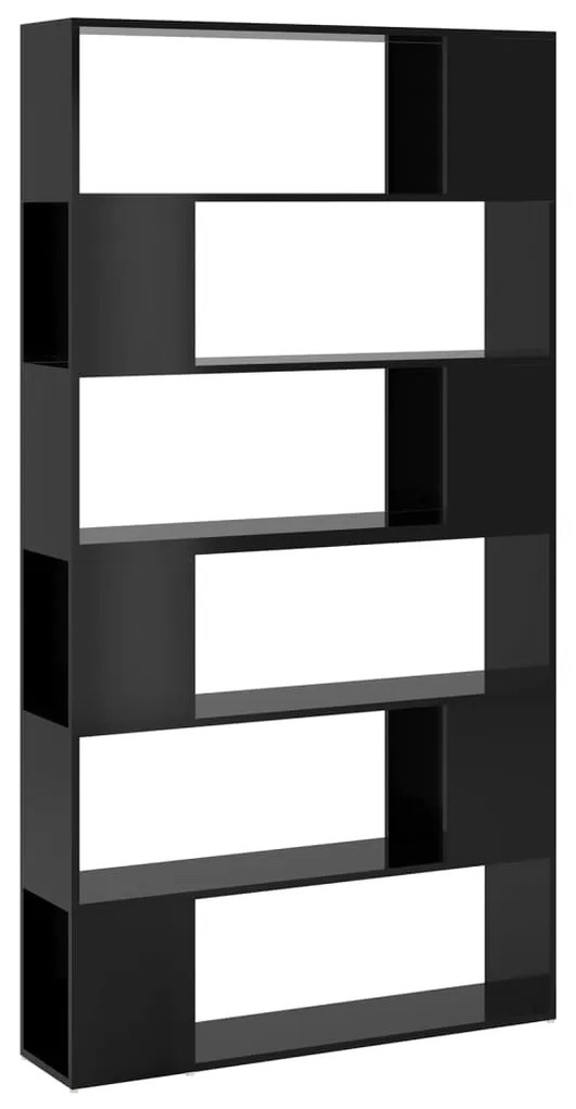 3082078 vidaXL Библиотека/разделител за стая, черен гланц, 100x24x188 см