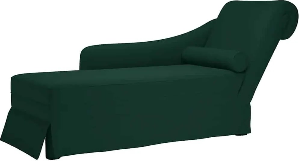 4009784 vidaXL Кушетка с болстер и десен подлакътник, тъмнозелен, кадифе