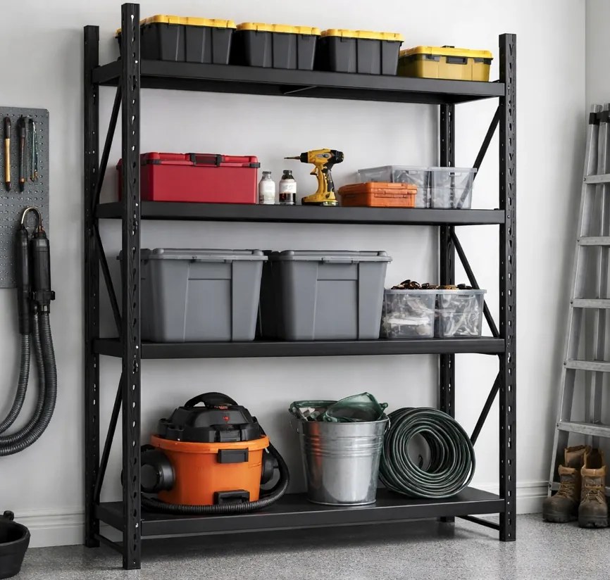 Метален стелаж за склад, гараж и работилница - 800 кг, 4 рафта 200x200x50