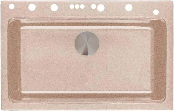 Кухненска мивка 8276 SAND, Inter Ceramic, гранит, едно корито, със сифон, 76x23х48.5см