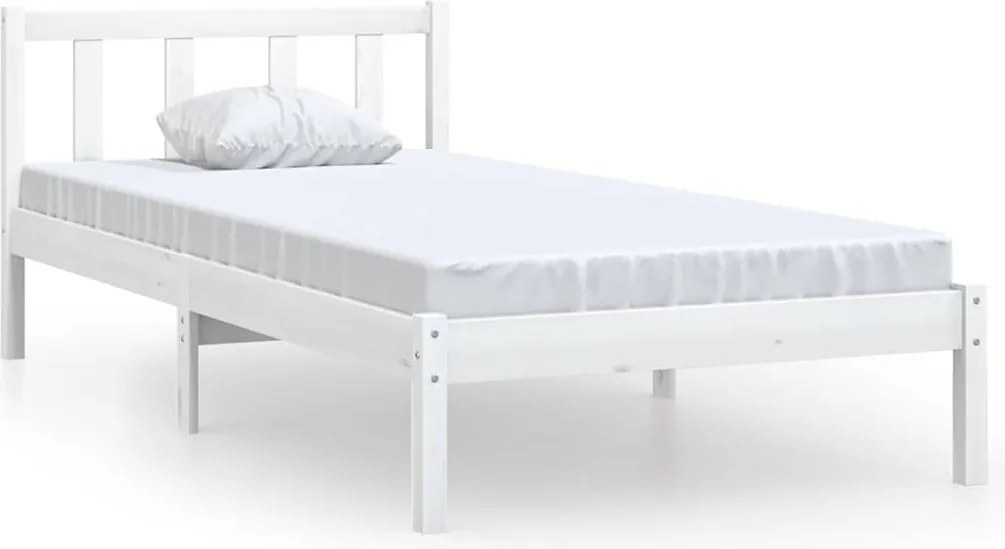810073 vidaXL Рамка за легло, бяла, бор масив, 100х200 см