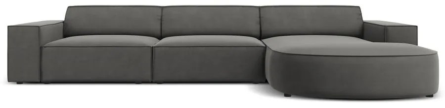 Ъглов диван от сиво кадифе (десен ъгъл) Jodie - Micadoni Home