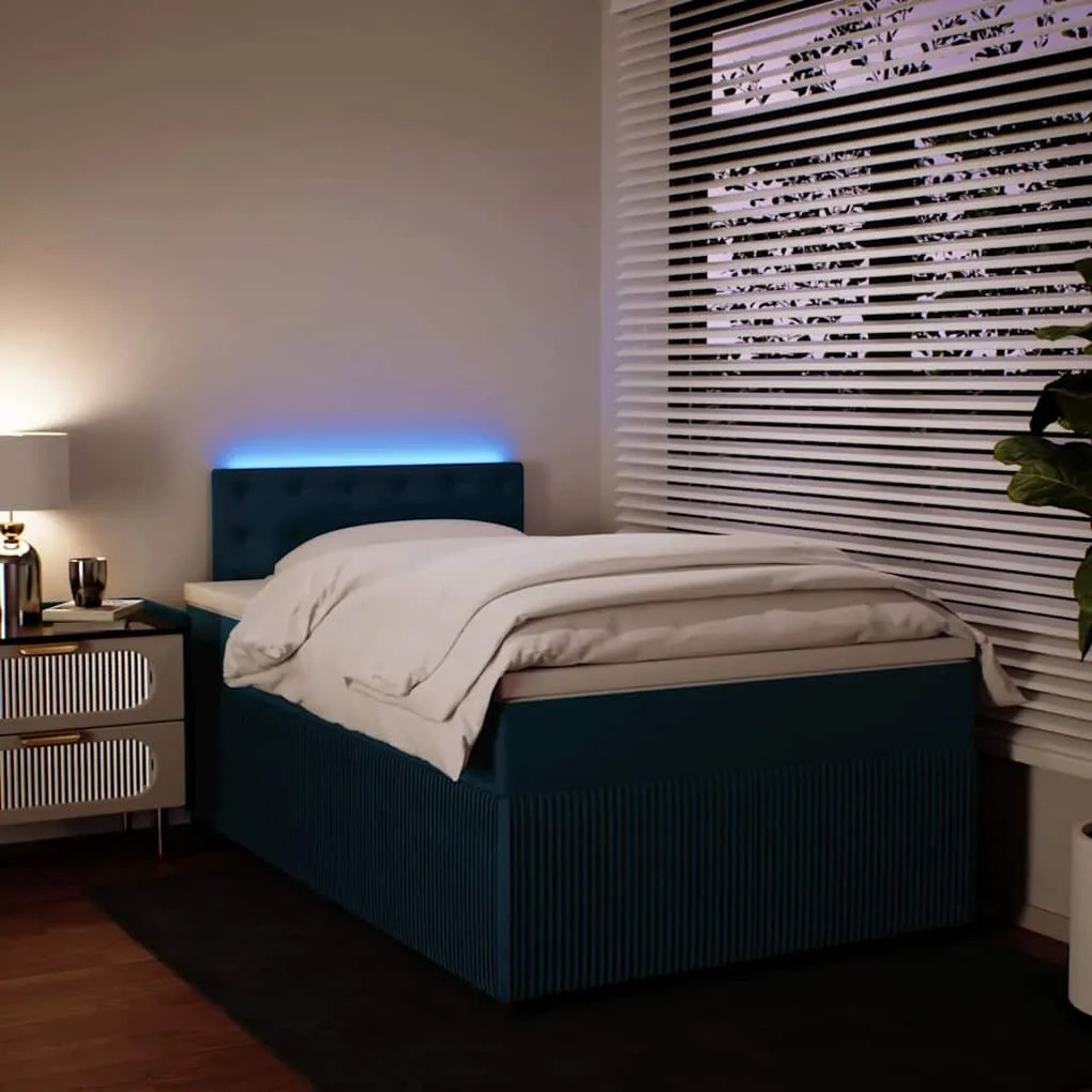 3290002 vidaXL Боксспринг легло с матрак, синьо, 120x190 см, кадифе