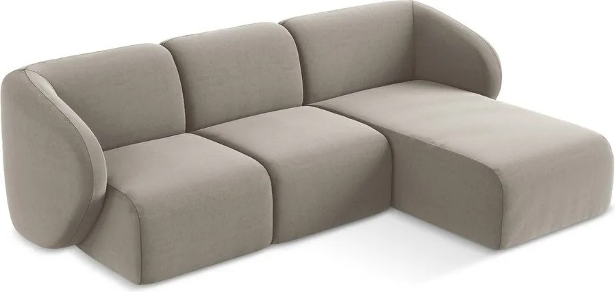 Светлокафяв кадифен ъглов диван (десен ъгъл) Lani – Makamii