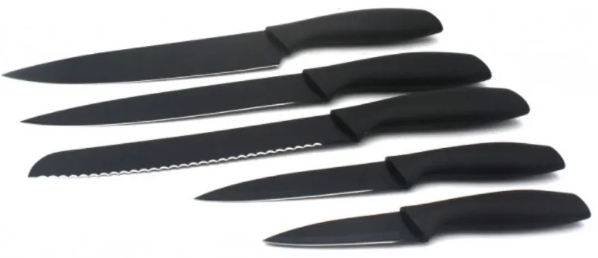 Комплект ножове ZEPHYR ZP 1633 Y5B, 5 части, Неръждаема стомана, Незалепващо покритие, Черен