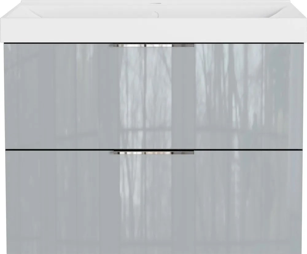 Сив гланцов стенен шкаф с мивка 81x65 cm Vasio – Germania