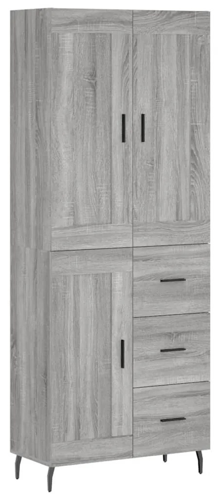 3200023 vidaXL Висок шкаф, сив сонома, 69,5x34x180 см, инженерно дърво