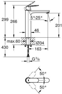 Смесител за мивка за маса Grohe Eurosmart EuroCosmo