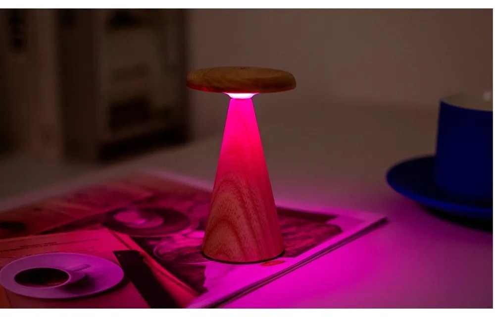 LED настолна лампа в естествен цвят с дървен абажур (височина 14 cm) Sylva – Gingko