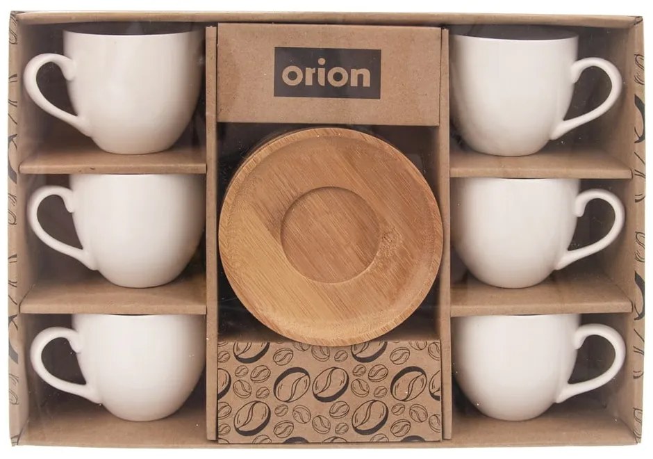 Бели порцеланови чаши в комплект 6 бр. за капучино/с чинийки 110 ml Whiteline – Orion