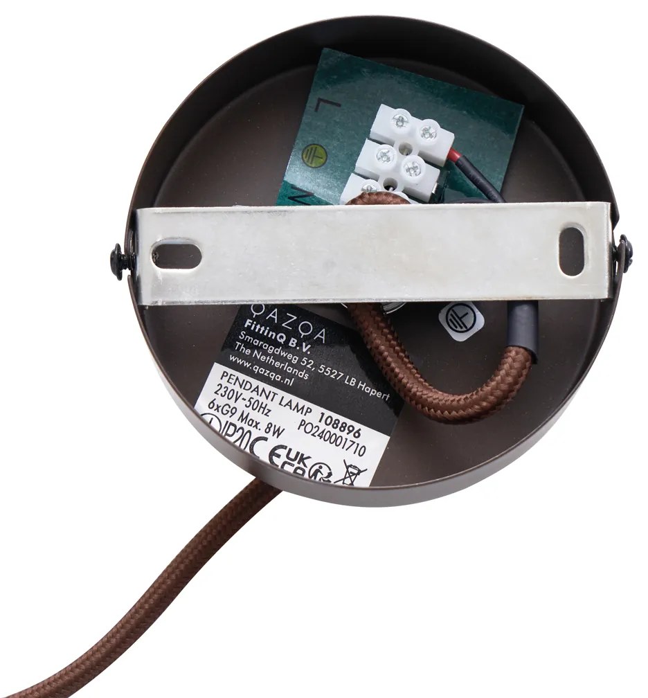 Хотелски шик висяща лампа тъмен бронз с бронзово стъкло 6 светлини - Monaco