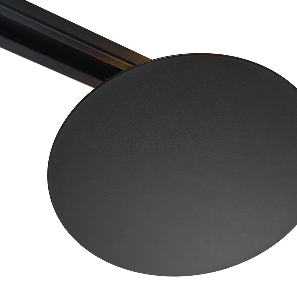 Модерна черна таванна лампа за 1-фазна релсова система 2-лампи - Iconic Pulley