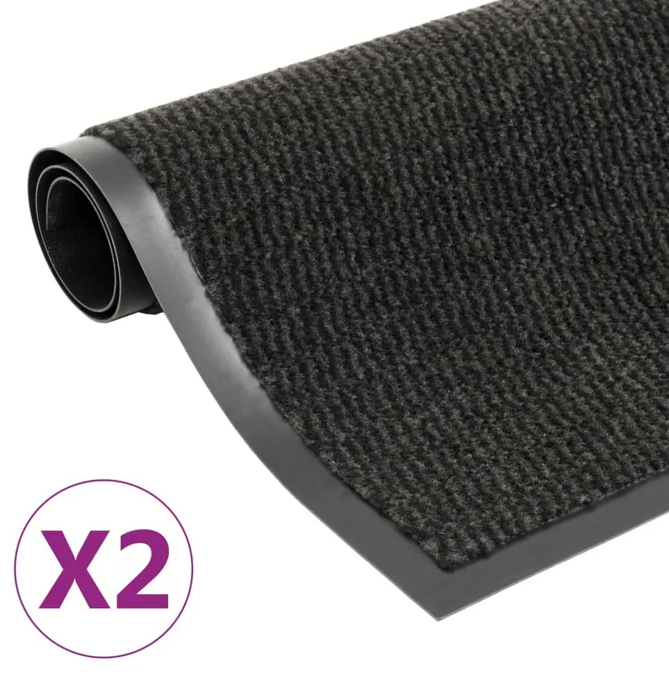 3051614 vidaXL Правоъгълни изтривалки 2 бр усукани влакна 90x150 см черни