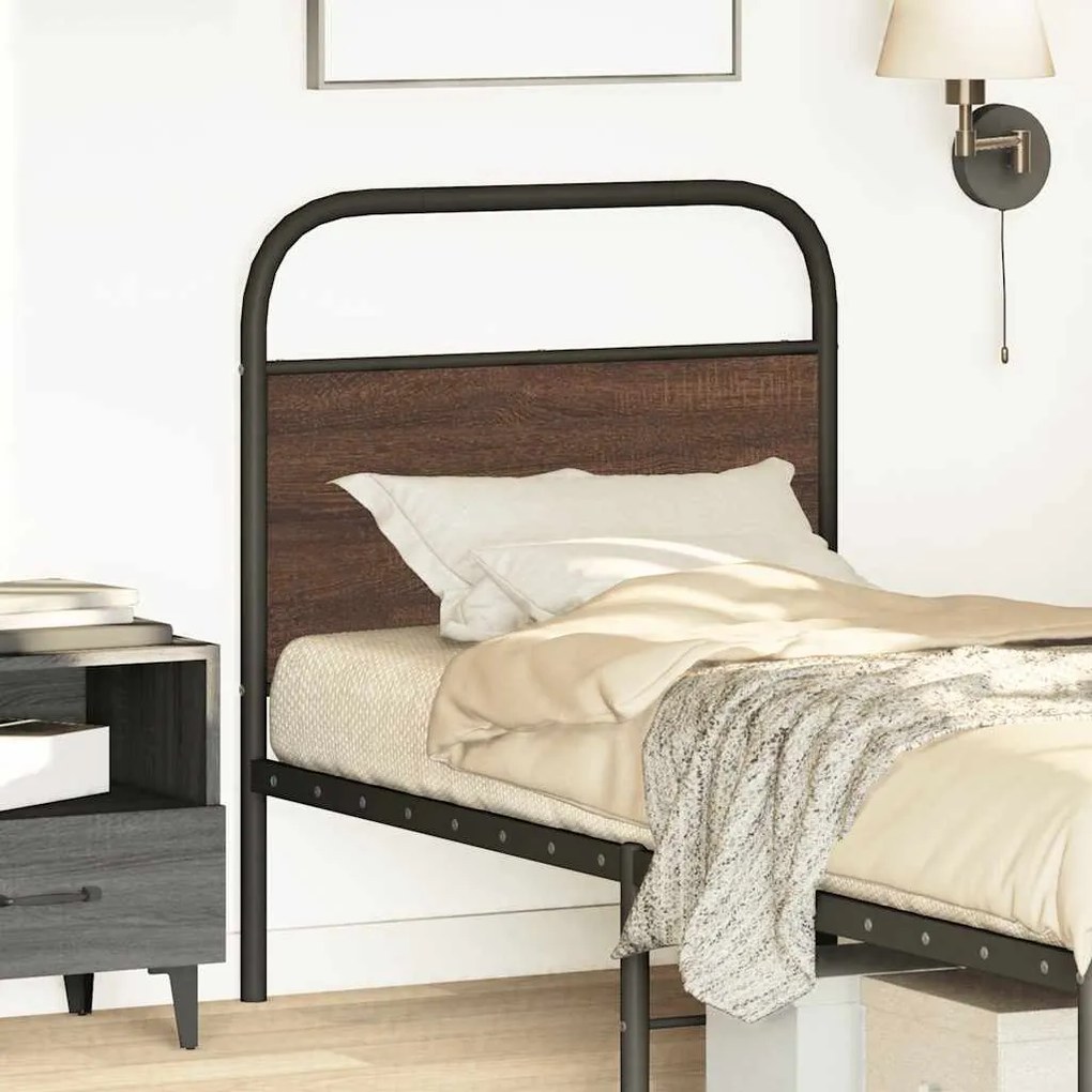 4100334 vidaXL Резервна табла за легло, кафяв дъб, 80 см, стомана и инженерно дърво