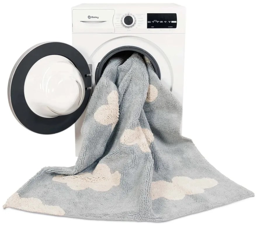 Сив ръчно изработен детски килим със смес от памук подходящ за пране 120x160 cm Clouds Grey – Lorena Canals