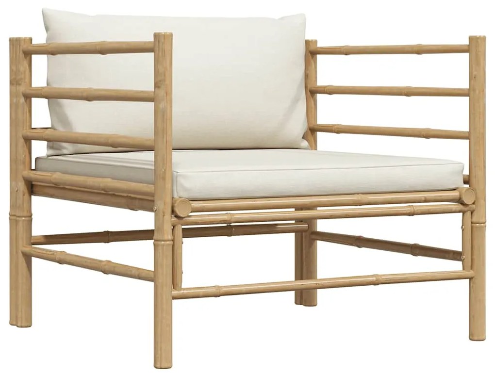 313148 vidaXL Градински диван с кремавобели възглавници бамбук