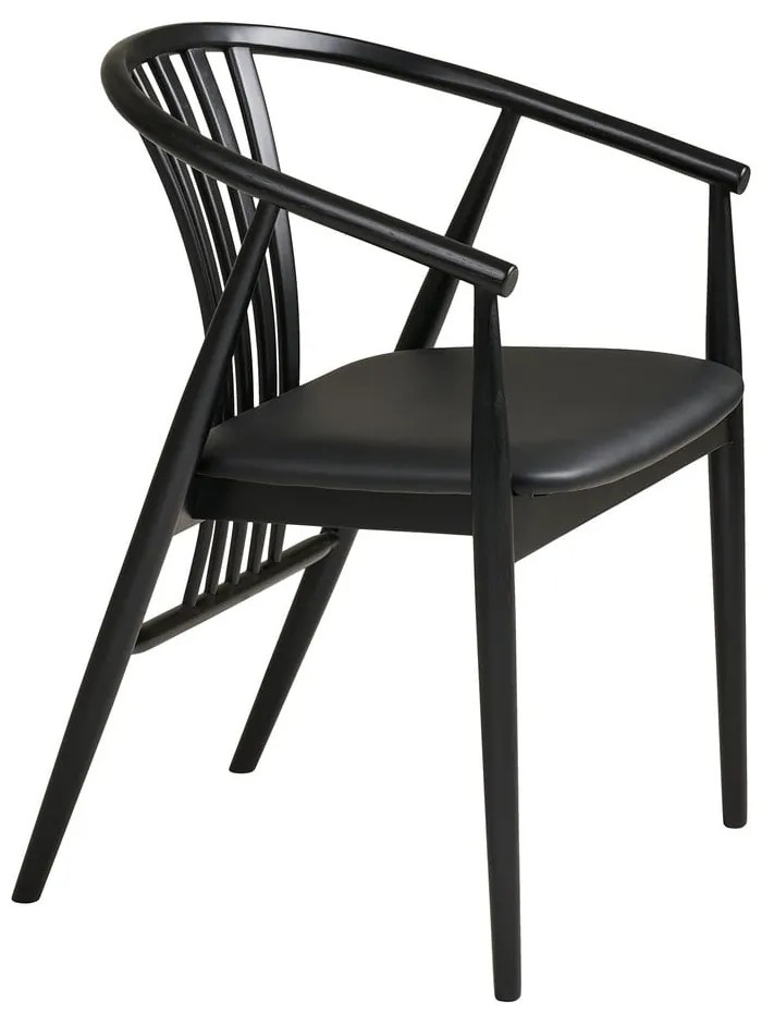 Черен трапезен стол с подлакътници от масивен бук Agustin – House Nordic