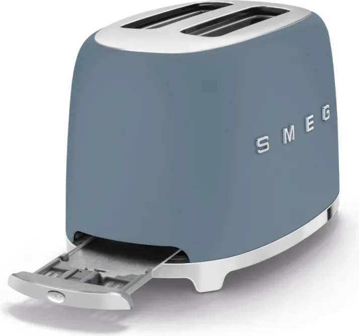 Тостер за хляб SMEG 50's Style TSF01SBMEU, 950W, 2 филии, 6 нива, Тавичка за трохи, Вграден кабел, Неръждаема стомана, Буреносно син