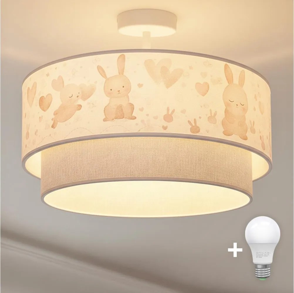 Brilagi-LED Детски повърхностно монтиран таванен плафон BOBO 1xE27/60W/230V Ø40 cm крем/сив/кралско синьо