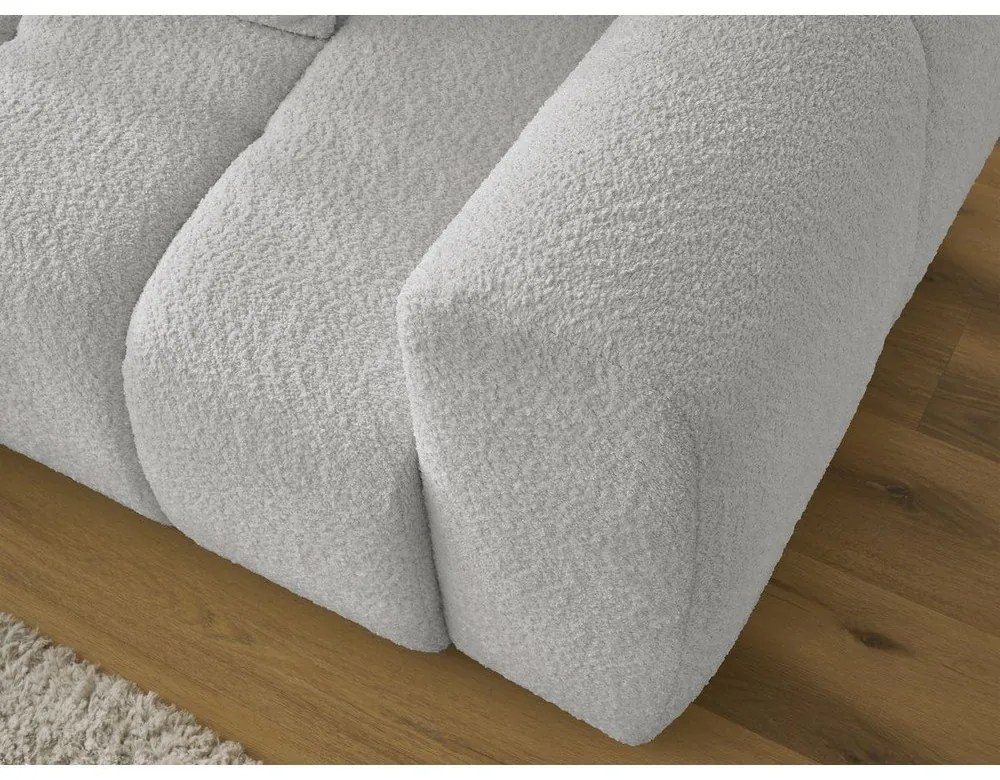 Светлосив разтегателен ъглов диван с място за съхранение от букле (ляв ъгъл) Roxelane – Bobochic Paris