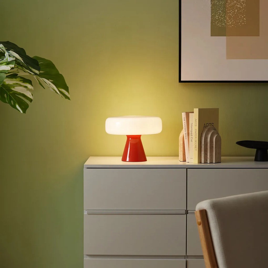 Ретро настолна лампа червена с бяло - Knob