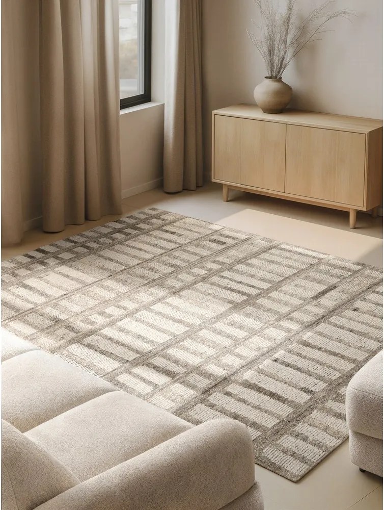 Кремав ръчно изработен вълнен килим 200x300 cm Boho 1.0 Linara – Vikosa