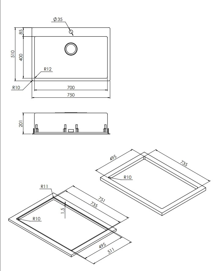 мивка Apell Linear Plus
