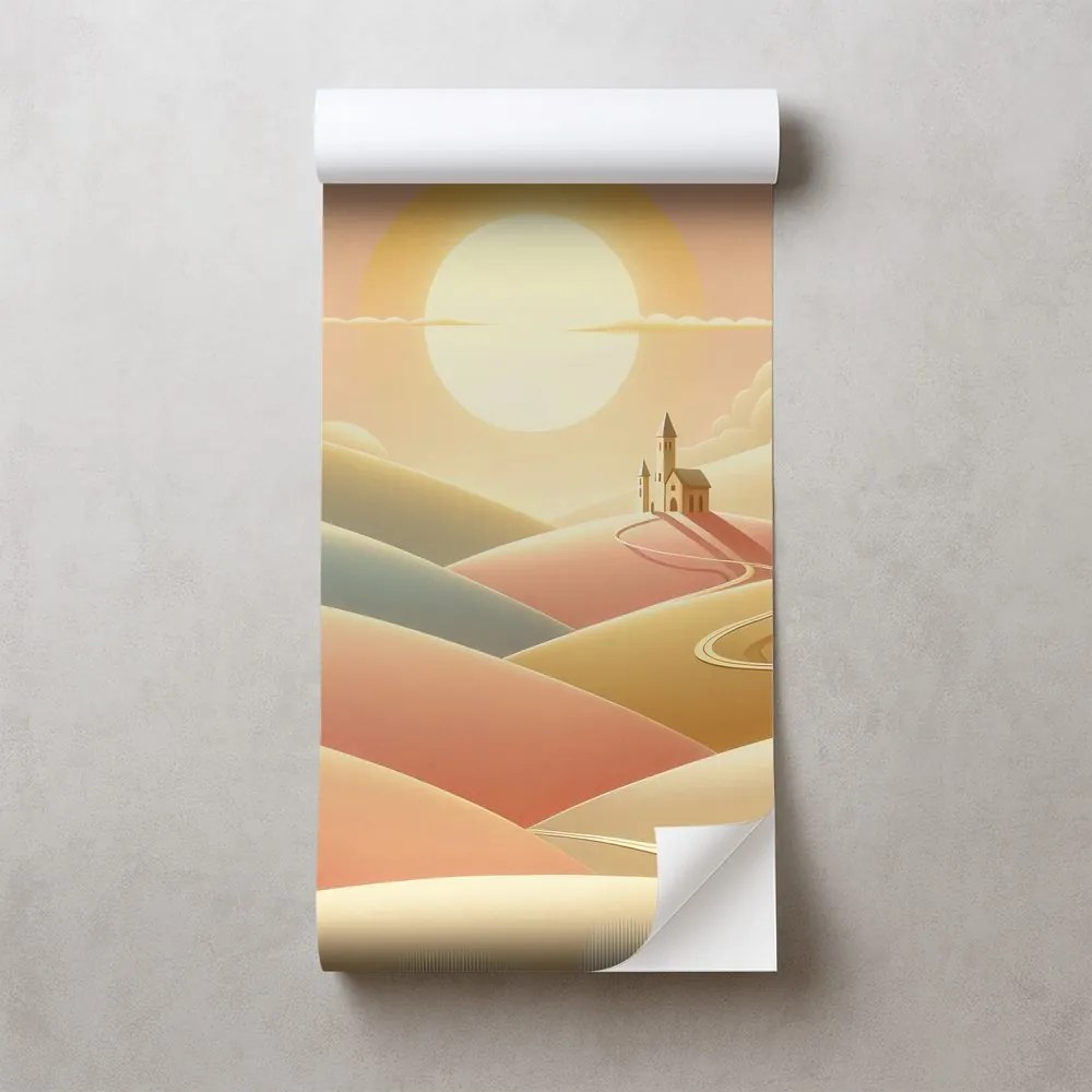 Самозалепващ тапет – Пастелна природа с църква