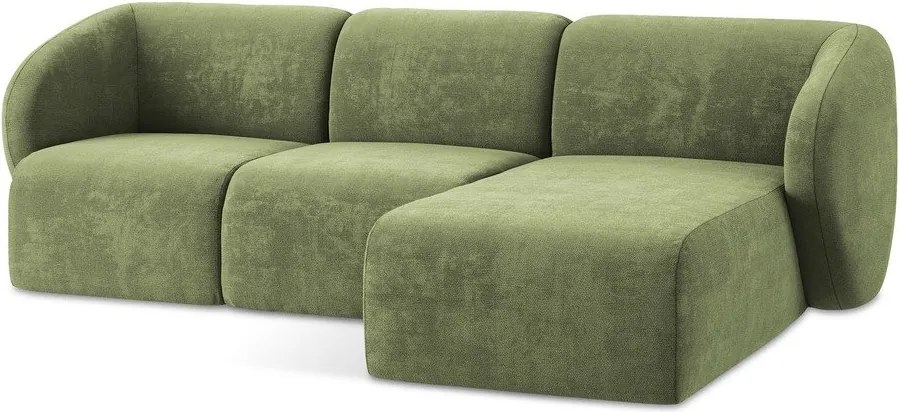 Зелен шенилов ъглов диван (десен ъгъл) Lani – Makamii