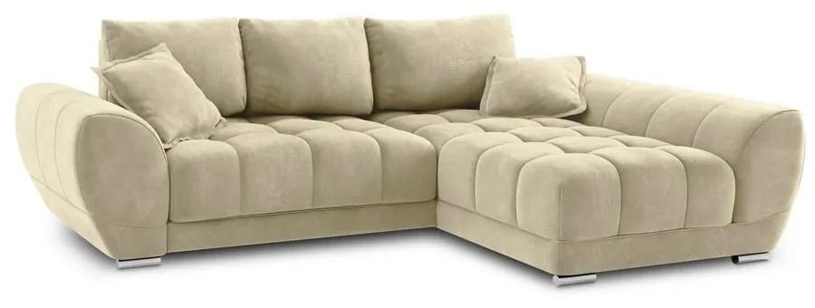 Бежов ъглов разтегателен диван с кадифена покривка, десен ъгъл Nuage - Windsor &amp; Co Sofas