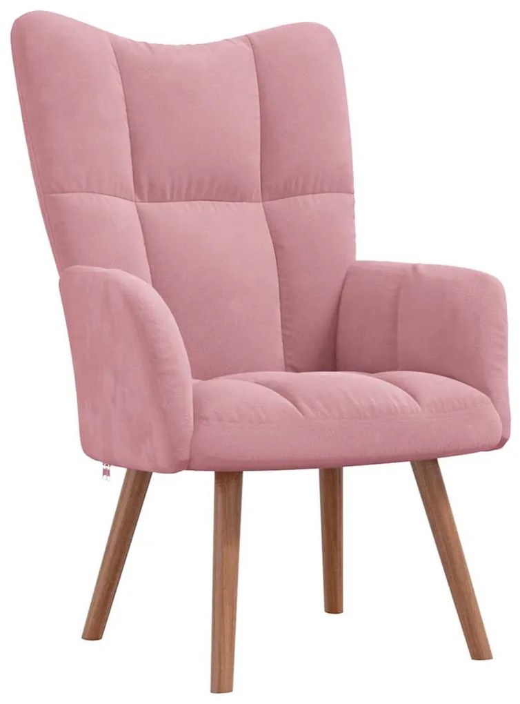 328055 vidaXL Релакс стол, розов, кадифе