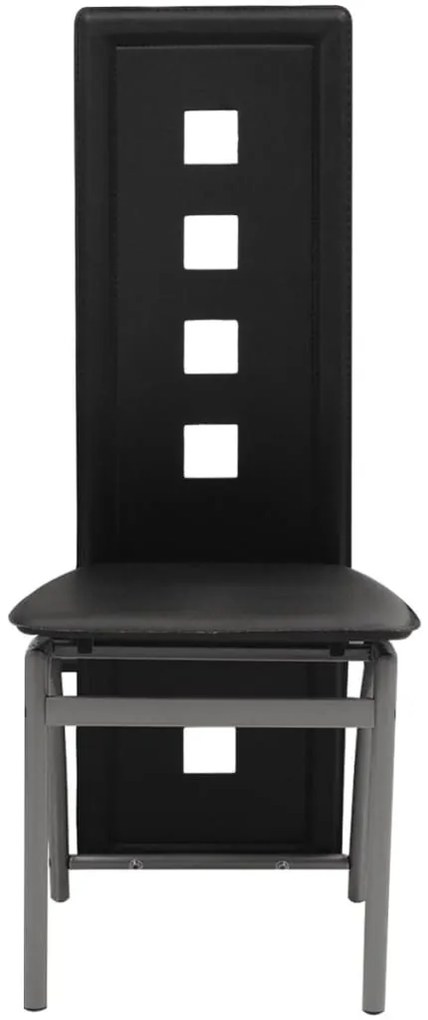 243645 vidaXL Tрапезни столове, 4 бр, черни, изкуствена кожа