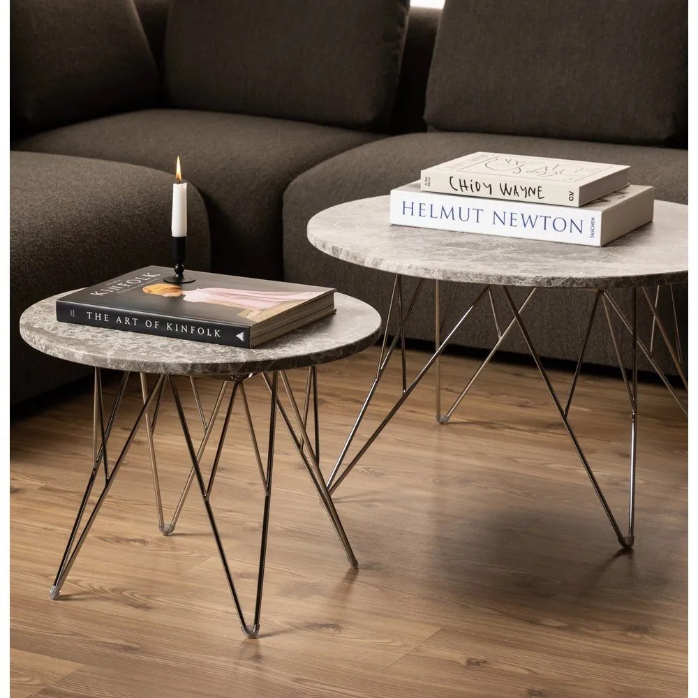 Мраморна кръгла странична масичка ø 55 cm Prunus – Actona