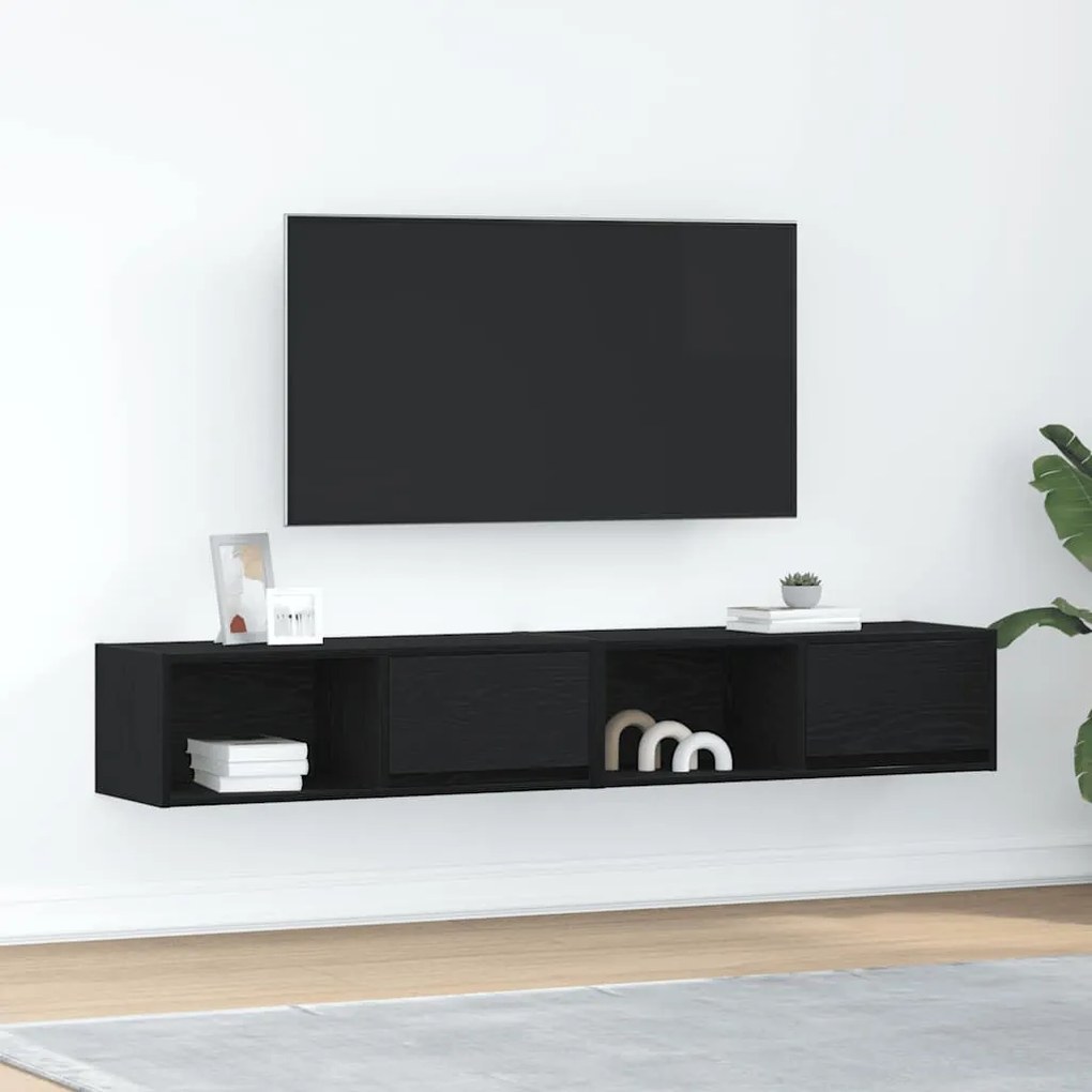 861457 vidaXL ТB шкафове, 2 бр, черен дъб, 80x31x25,5 см, инженерно дърво