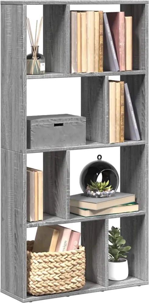 858152 vidaXL Библиотека, сив сонома, 60x20x120,5 см, инженерно дърво
