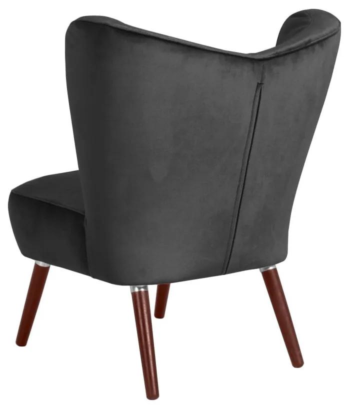 Антрацитно кресло Velvet Sari - Max Winzer