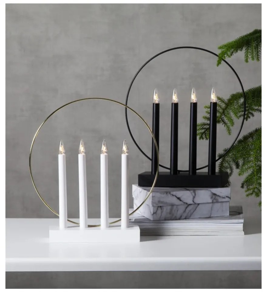 Бял LED свещник Гланциран, височина 35 cm - Star Trading