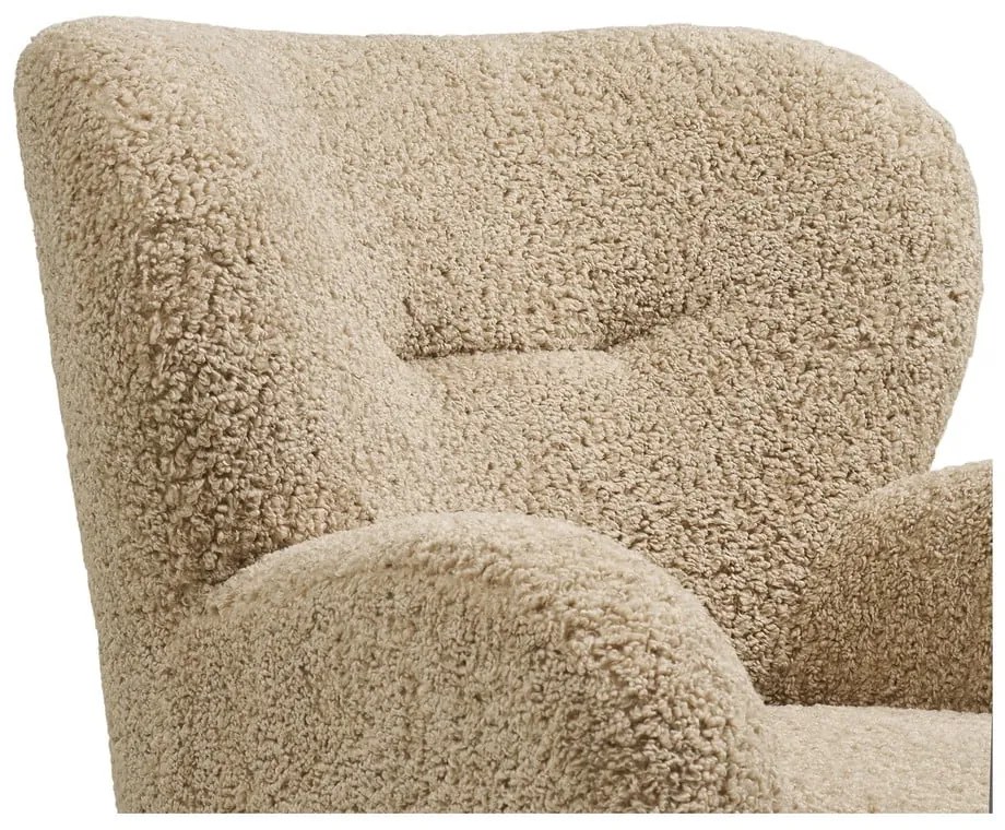 Светлокафяво кресло от прежда с примки от букле Lunaro – House Nordic