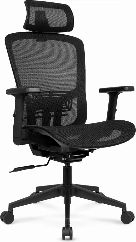 Ергономичен офис стол HC-1045 с мрежеста облегалка - черен