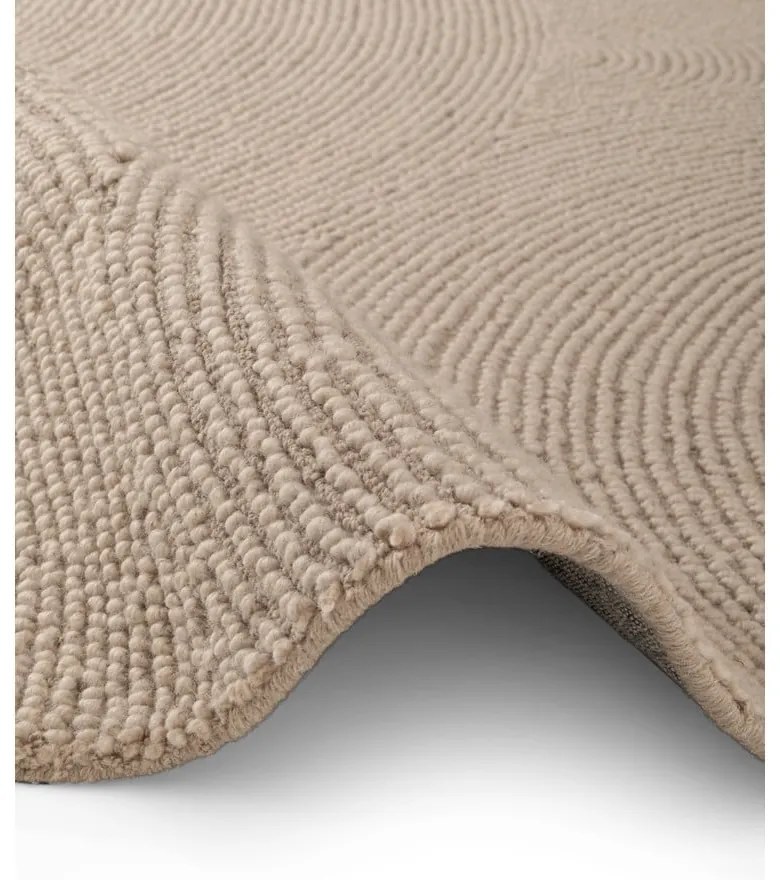 Бежов ръчно изработен вълнен кръгъл килим ø 150 cm Calmio – Hanse Home