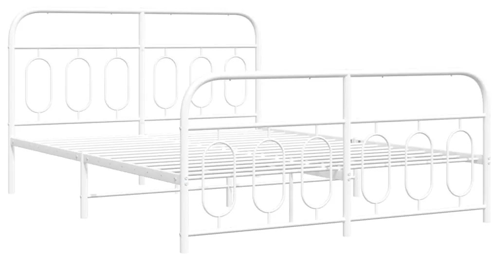 377186 vidaXL Метална рамка за легло с горна и долна табла, бяла, 150x200 см